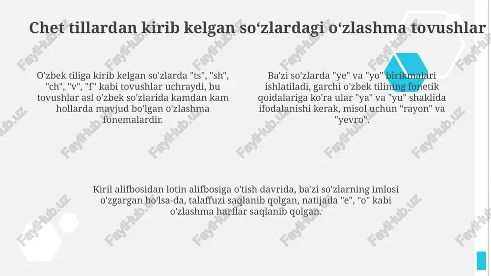 oʻzbek tiliga xos boʻlmagan tovushlarni ifodalovchi harflar - Page 4