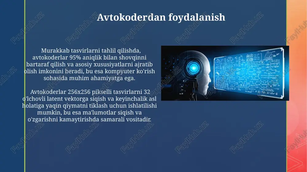dro mexanizmlari gradient yo'qolishi muammosini kamaytirib, 50 dan ortiq vaqt oralig'idagi bog'liqliklarni samaraliroq o'rganishga yordam beradi. rnnlarning turli xil turlari, jumladan, bir tomonlama va ikki tomonlama rnnlar, ma'lumotlarning xususiyatlariga qarab, turli vazifalar uchun 20% dan ortiq aniqlik farqini ta'minlay oladi. e'tiboringiz uchun rahmat @taqdimot_robot image4.jpg image5.jpg image6.jpg image7.jpg image8.jpg image9.jpg image10.jpg image11.jpg image12.jpg image13.jpg image14.jpg image15.jpg image16.jpg image17.jpg image2.png image3.png