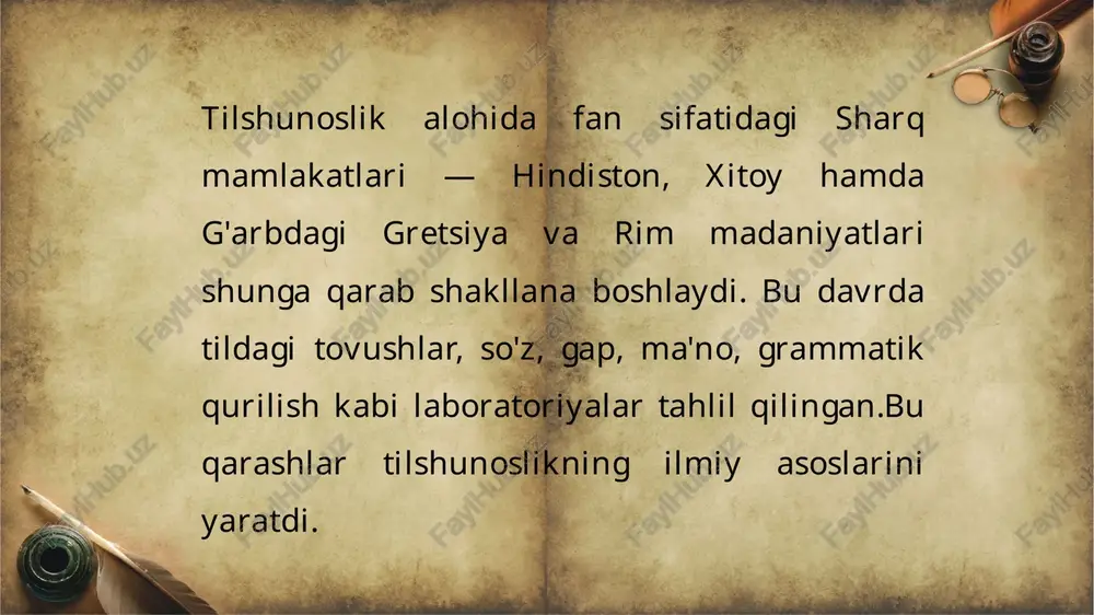 tilshunoslik fanidan tayyorlagan taqdimoti - Page 4
