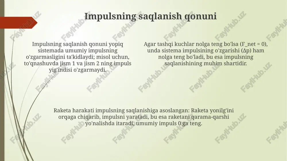impulsva impulsning saqlanish qonunini o'rganish - Page 4