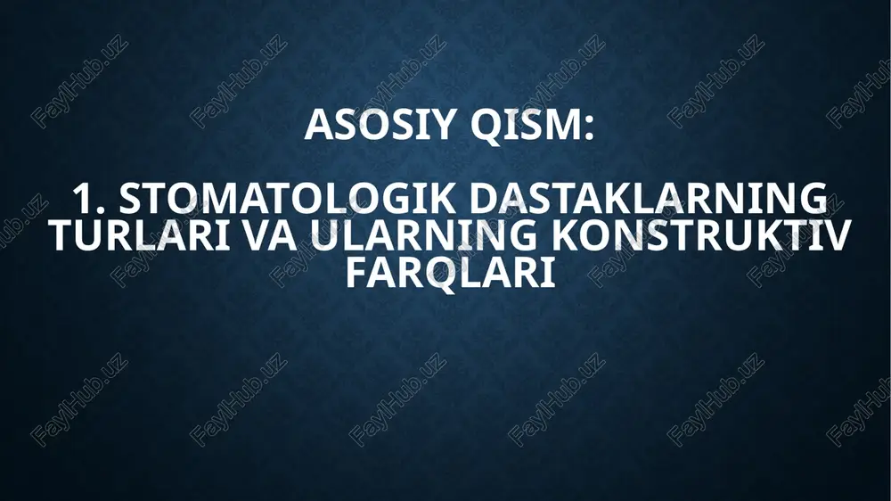 lovchi funksiyalar operator xavfsizligi va klinik ishonchlilikni ta’minlaydi. asosiy qism: 3. qo‘llanish sohasi va sterilizatsiya talablari yuqori tezlikli turbinali dastak emal va dentinni tez preparatsiya qilish, krovkalarni kesish va qayta sementlangan protezlarni ajratishda qo‘llanadi; yuqori aylanish, lekin past moment sharoitida issiqlik yuklanishini spray orqali boshqarish talab etiladi. elektr mikromotorga ulangan 1:5 multiplikator kallagi yuqori tezlikda ham barqaror moment berib, aniq kontur va chekka muhrni shakllantirishda foydali hisoblanadi. 1:1 to‘g‘ri uzatma umumiy terapevtik ishlov, kariesni qatlamma-qatlam olib tashlash va okllyuziyani sozlashda qo‘llanadi. 10:1 yoki 16:1 reduktor kallaklar endodontiyada kanallarni mexanik ishlov berish, profilaktikada pasta bilan abraziv-parlatish ishlarini bajarishda xavfsiz va nazoratli harakatni ta’minlaydi. to‘g‘ri (straight) kallak jarrohlik va laboratoriya ishlarida tashqi irrigatsiya bilan samarali bo‘lsa, burchakli (contra-angle) geometriya intraoral kirish, reduksiya va finishing bosqichlarida ergonomik ustunlik beradi. nakonechniklar bemorlar orasida tashqi yuzasi darhol dezinfeksiya qilinib, ichki kanallar orqali kontaminatsiyani oldini olish uchun anti-retraksion klapan bilan jihozlangan bo‘lishi maqsadga muvofiqdir. spray tizimida …
