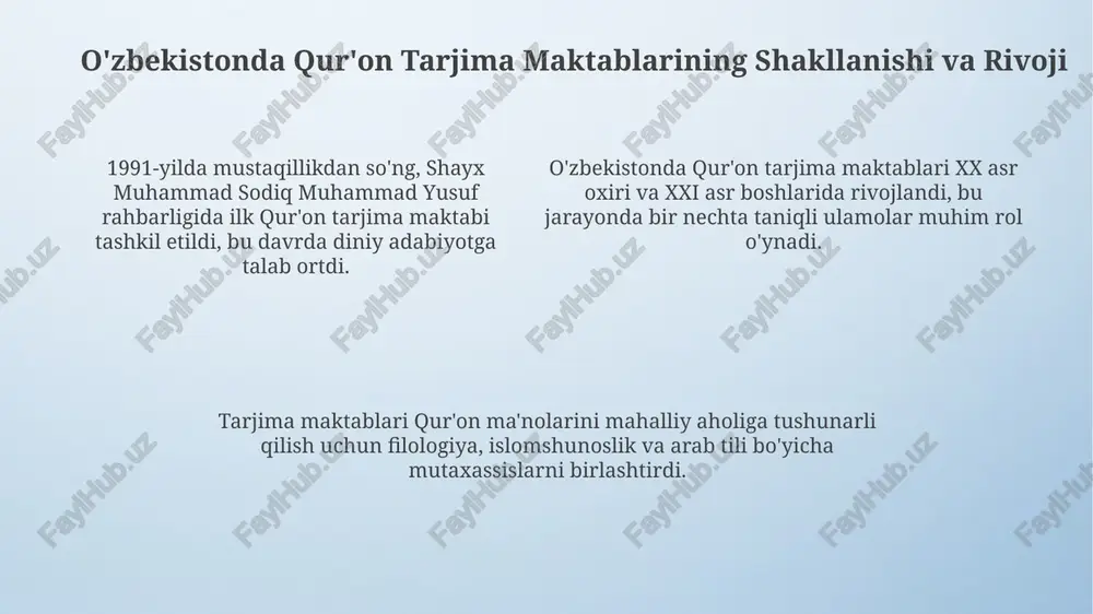 mustaqillik yillarida qur‘oni karimning o‘zbektiligatarjimaqilinishi - Page 4