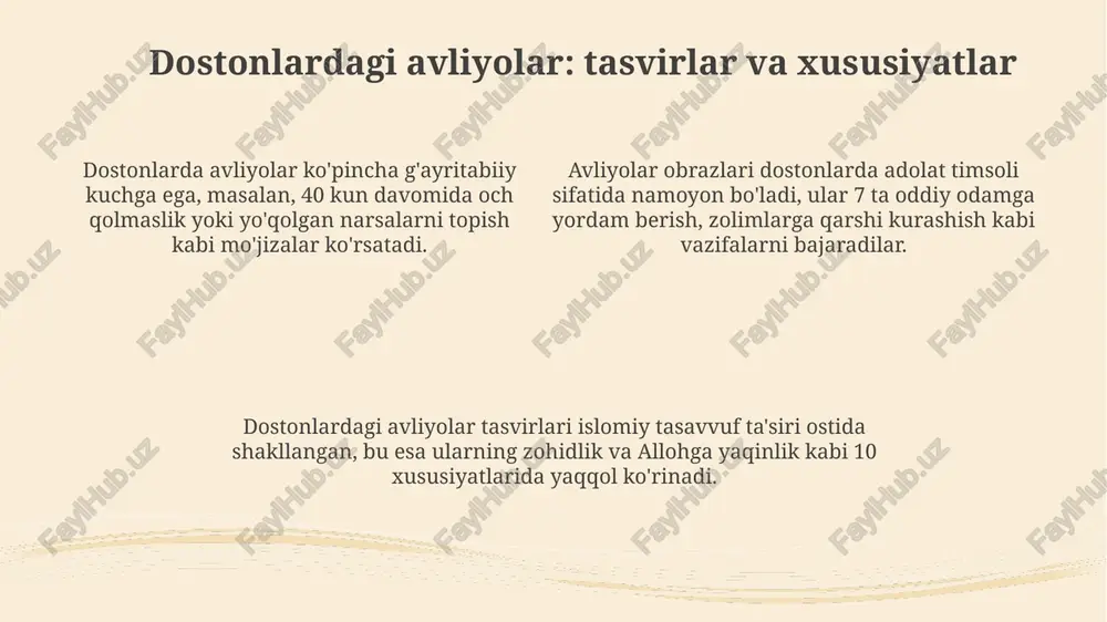 oʻzbek xalq dostonlarida avliyolar va qahramonlar obrazlari - Page 4