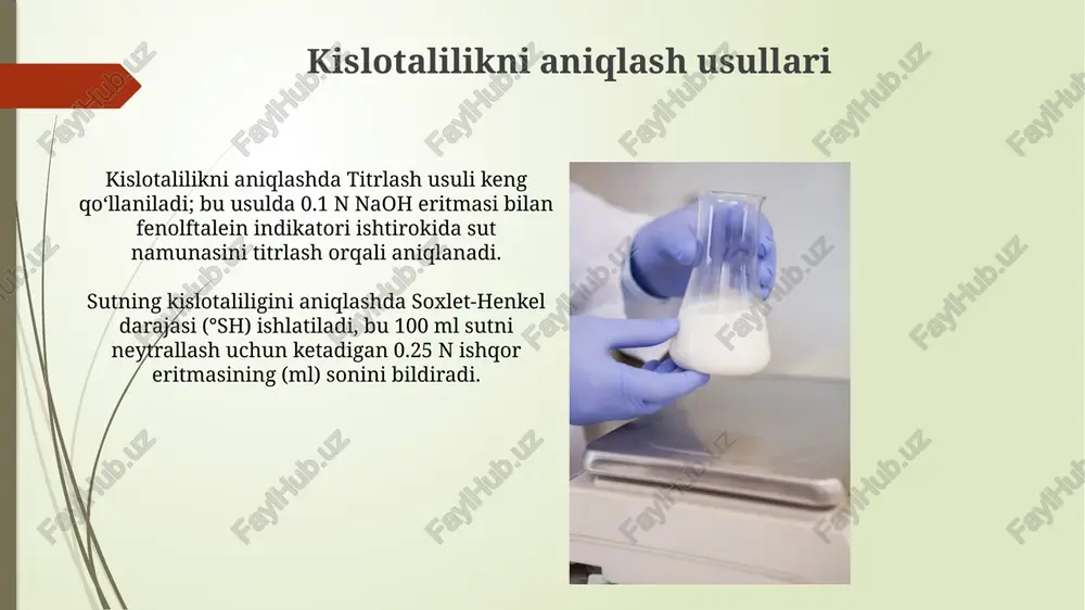 i o'lchanadi. xulosa va kelajakdagi tadqiqotlar kelajakdagi tadqiqotlar sut tarkibidagi oqsillarning peptidomikasiga, xususan, bioaktiv peptidlar ta'sirini chuqur o'rganishga yo'naltirilishi kerak, aniqlik 25-50% gacha oshadi. xulosa shuni ko'rsatadiki, sut mahsulotlarining sifati nafaqat yog' miqdori (masalan, 3.5% dan 4.5% gacha), balki kalsiy konsentratsiyasi (110 mg/100g dan yuqori) bilan ham bog'liq. e'tiboringiz uchun rahmat image1.png image2.jpg image3.jpg image4.jpg image5.jpg image6.jpg image7.jpg image8.jpg image9.jpg image10.jpg image11.jpg image12.jpg image13.jpg image14.jpg image15.jpg image16.jpg