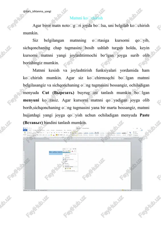 matn qo'shish, o'zgartirish va ko'chirish dars ishlanmasi - Page 4