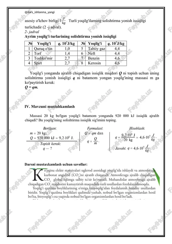 yoqilg'ining solishtirma yonish issiqligi - Page 4
