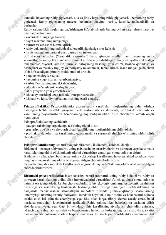 xologiya esa asosiy e'tiborni ruhiy buzilishning o'ziga xos xususiyatlariga qaratadi. ruhiy kasalliklarda yuzaga keladigan psixologik haqiqat. klinik psixologiya va nevrologiya o'rtasidagi bog'liqlik psixo-neyron parallelizm kontseptsiyasida namoyon bo'ladi: ruhiy sohadagi har bir hodisa, albatta, asab tizimi darajasida (nafaqat markaziy, balki periferik) alohida hodisaga mos keladi. hatto tibbiyotning alohida fanlararo sohasi - psixonevrologiya mavjud. klinik psixologiya va psixofarmakologiya o'rtasidagi bog'liqlik dori vositalarining oxirgi psixologik ta'sirini o'rganishda yotadi. bu, shuningdek, yangi dori birikmalarini ishlab chiqishda platsebo effekti muammosini o'z ichiga oladi. klinik psixologiyaning oliy nerv faoliyati fiziologiyasi va psixofiziologiyasi bilan bog'liqligi patopsixologik jarayonlar va ularning fiziologik korrelyatsiyalari o'rtasidagi bog'liqlikni izlashda namoyon bo'ladi. klinik psixologiyaning maxsus psixologiya va pedagogika bilan aloqasi bolalar va o'smirlarning aqliy faoliyatining buzilishi yoki shaxsiy rivojlanish anomaliyalari natijasida yuzaga kelgan muammoli xatti-harakatlarini tuzatish yo'llarini izlashda namoyon bo'ladi. klinik psixologiyaning asosiy bo'limlari: patopsixologiya, neyropsixologiya psixosomatik tibbiyot. bundan tashqari, u ko'pincha psixoterapiya, reabilitatsiya, psixogigiena va psixoprofilaktika, deviant xatti-harakatlar psixologiyasi, chegaradagi ruhiy kasalliklar …