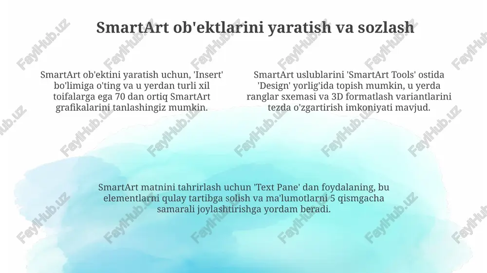 microsoft office word matn muharririda jadvallar, smart obektlar bilan ishlash - Page 4