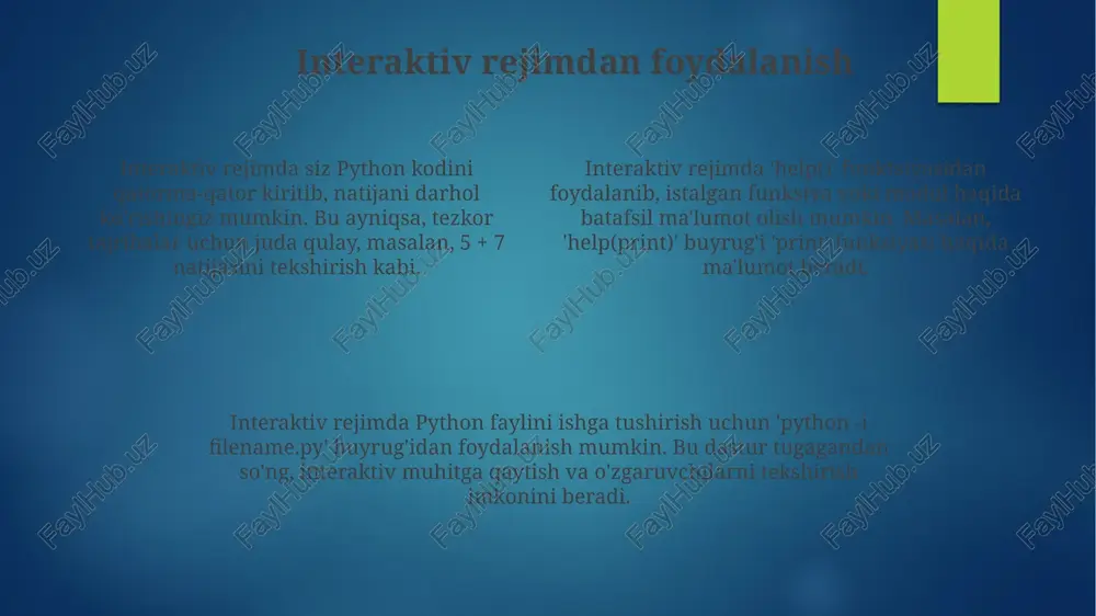 phyton dasturlash tilida interaktiv rejim - Page 4
