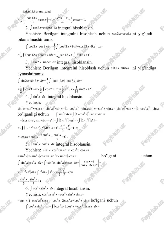 trigonometrik funksiyalarni integrallash - Page 4