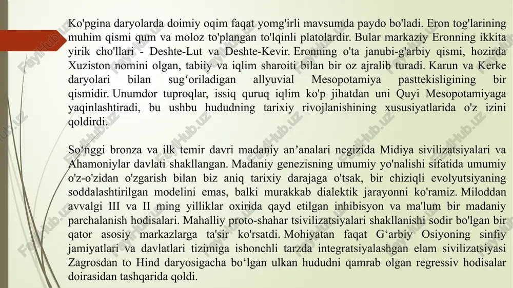 niylar imperiyasi bosib olingandan keyin talon-taroj qilingan iskandar zulqarnayn. behistun yozuvi eronning kirmonshoh va hamadon oʻrtasidagi ekbotanning janubi - gʻarbidagi behistun (bisutun) qoyasida qirol doro i buyrugʻi bilan 523-521 yillar voqealari haqida oʻyilgan uch tilli (qadimgi fors, elam va akkad ) mixxat yozuvidir. ahamoniylar podsholari bitiklarining eng muhimi va antik davrning eng yirik epigrafik yodgorliklaridan biri. genri roulinson tomonidan ko'plab xalqlarning mixxat yozuvlarini ochishning boshlanishi bo'lgan. doroning sehrgar gaumata (soxta bardiya) va isyonkor "shohlar" ustidan qozongan g'alabasi tasvirlangan behistun relyefining chizmasi. yozuv qadimgi midiya hududida, bobil va ekbatanani bogʻlovchi yoʻldan 105 metr balandlikda oʻyilgan [1] . yozuvning o'lchamlari taxminan 7 metr balandlikda va 22 metrni tashkil qiladi. barelyefda doro xudo axuramazda homiyligida uning mag'lubiyatga uchragan dushmanlari bilan uchrashganligi tasvirlangan. yozuvlar ostidagi tosh vertikal ravishda kesilgan va saqlanib qolish uchun deyarli o'tib bo'lmaydigan qilib qo'yilgan. ahamoniylar me'morchiligi ‎) ahamoniylar imperiyasining o'sha davrning eng go'zal shaharlari, jumladan persepolis, suza va ekbatana qurilishida …