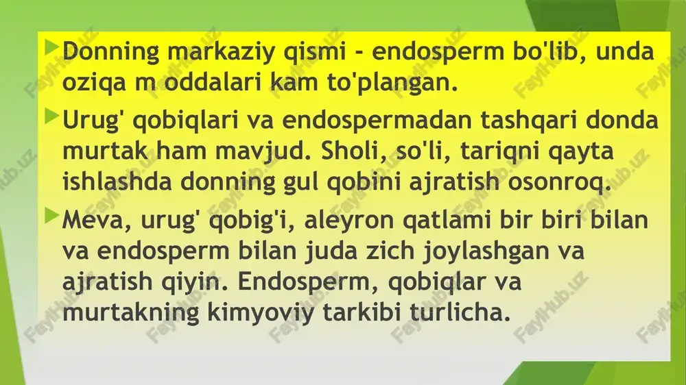 ar ham sevib iste'mol qilinadi. ular tarkibida hazm bo’ladigan uglevodlar (40- 80%) va yoglarning (10-30%) miqdori ko'p. tortlar va pirojnelarda pechenelarga nisbatan vitaminlar va mineral moddalar kam, kaloriyaliligi esa yuqori (250-500 kkal). takrorlash uchun savollar: 1. konservantlarga ta'rif bering? 2. oziq-ovqat saqlashda konservantlarning ahamiyati? 3. konservantlarga misollar keltiring? 4. antioksidantlarga ta'rif bering? 5. antioksidantlarga misollar keltiring? 6. biologik faol qo'shimchalarga tavsif bering. ularni klassifikatsiyasi? image1.png image2.png image3.png /docprops/thumbnail.jpeg