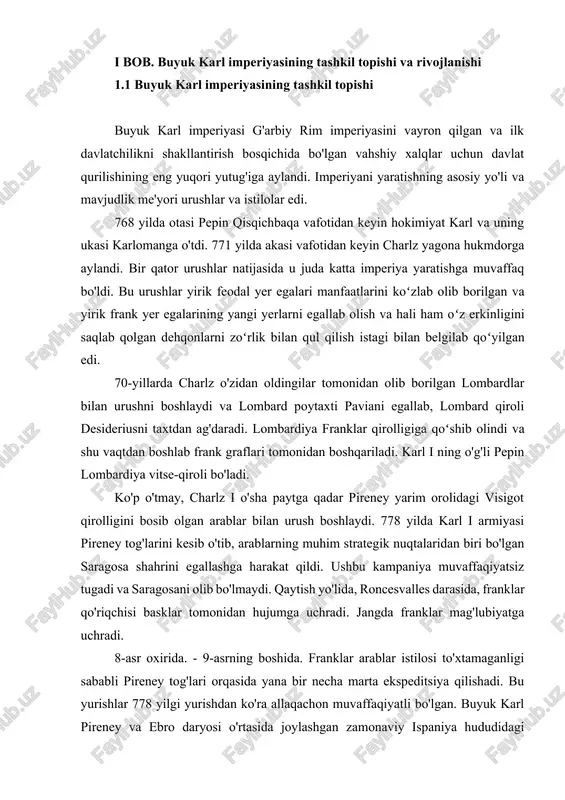 hlab. viii asr saksoniyada franklarga qarshi qoʻzgʻolon boshlanadi. buyuk karl sakson qoʻzgʻolonlarini shafqatsizlarcha bostirdi. minglab qo'zg'olonchilar qatl etildi, ammo bundan keyin ham ozodlikni sevuvchi sakslar mustaqillik istagini yo'qotmadi. norozilik davom etdi. keyin karl i boshqacha yo'l tutadi: u sakson zodagonlariga saxiylik bilan pora beradi. 785 yilda qo'zg'olonchilarning asosiy rahbarlaridan biri, sakson gersogi vidukind qo'zg'olonchilarga xiyonat qildi va 20-asrda karl i. tarafiga o'tdi. fashistik tarixshunoslik vidukindni germaniyaning milliy qahramoni darajasiga ko'taradi. saksonlarning oxirgi qo'zg'oloni boshida sodir bo'lgan. 9-asr uning asosiy kuchlari oddiy sakslar edi. qo'zg'olon muvaffaqiyatsiz yakunlandi. xuddi shu davrda karl i polabiya slavyanlari (zamonaviy polsha hududida, labe daryosi bo'yida yashagan slavyanlar) bilan jang qildi. karl i bir nechta slavyan qabilalariga (lutichlar, lusatiyaliklar) soliq to'lagan. karl i o'rta dunaydagi kuchli avar qirolligini franklarga qaram qilib qo'ydi. karl i davrida ilgari franklarga soliq to'lagan, keyin esa tartibsiz ravishda yuqori dunaydagi bavariya qirolligi nihoyat zabt etildi. buyuk buyuk karintiya va bolqon yarim orolining …