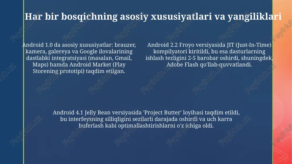 android operatsion tizimining rivojlanish bosqichlari - Page 4