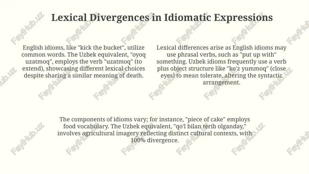 "lexical and semantic differences between english and uzbek idioms" - Page 4