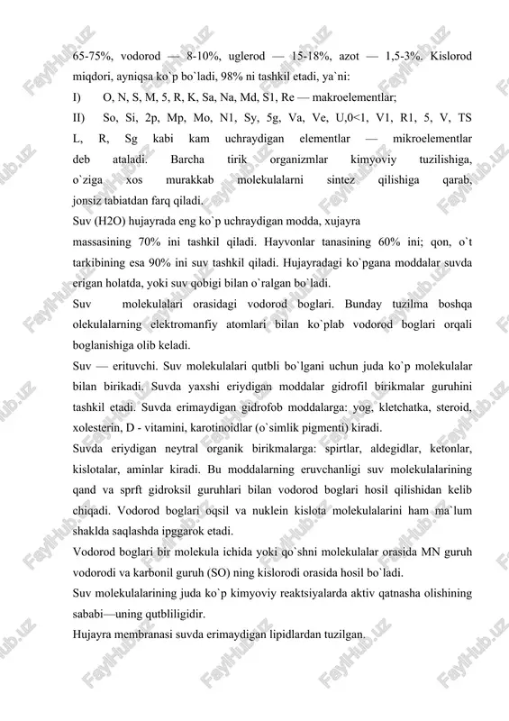 or, karam, ismaloq va boshq. vy • — piridok-sin yuz dermatiti, ishtaha-ning yo`qolishi, nerv qo`zgaluvchanligining or-tishi, ko`p uxlash don va dukkak-li ekinlar, mol, qo`y va cho`chqa go`sh-ti, jigar, baliqlar, pishloqda hamda ichak mikroflorasi sintezlaydi 4—2 v19 — tsianko-balaminrr — nikotin kislota utkir anemiya kasalligi pellagra kasalligi, teri yalliglanishi, ich ketishi, ogiz bo`shligi va til shilliq qavatining za-rarlanishi, psixikaning bo`zilishi .baliq, cho`chqa; mol jigari, ychak mik-roflorasi sintezlaydi mol go`shti, jigar, buyrak, yurak, baliq; (seld, losos); bugdoy murtagi 0,001— 0,003 15 organizm uchun 2—3 mg v^ vitamini zarur. vg vitamini etishmaganida odamning ko`rish qobiliyati pasayadi, ogiz bo`shligining shilimshiq pardasi jarohatlana-di. vg vitamini don, jigar, go`sht, tuxum va sut mahsulotla-rida bo`ladi. s vitamini yoki askorbin kislotasi o`simliklar hujayra-sida sintez qilinadi, na`matak mevasi, limon, tsora smoro-dina, ko`k piyoz, pomidor, sarimsoq, kartoshka, karam va o`sim-liklarning yashil qismida uchraydi. organizmda s vitamyni etishmaganda.tsinga kasalligi paydo bo`lad^x bu kasallikda tish milki qonaydi, tishlar to`kilib ketadi, suyaklar mo`rt …