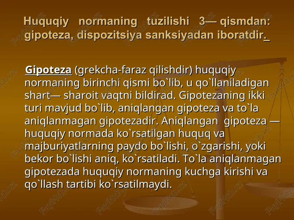 osabatlarni tartibga solishda keng qo‘llaniladi. huquq tizimi va huquqshunoslik fanlar tizimi huquq tizimini yuqorida ko‘rib o‘tdik. huquq tizimida qonunlar va huquqshunoslik fanlar tizimi asos qilib olinsada, lekin ular o‘rtasida farqu bor. qonunlar yoki normativ hujjatlarni tizimi ya’ni tartibga solib nashr etish quyidagi ikki xil usullar bilan amalga oshiriladi. inkorporatsiya va kodifikatsiya. huquqshunoslik fanlar tizimi huquq tizimidan keng bo‘lib ko‘pgina huquqshunoslik fanlarining nomi tizimiga to‘g‘ri keladi. masalan, jinoyat huquqi, fuqarolik xuquki, jinoyat protsessual huquqi va boshqalar. aksincha shunday huquqshunoslik fanlar borki, ular huquq tizimiga to‘g‘ri kelmaydi. masalan, davlat va huquq nazariyasi, davlat va huquq tarixi va hokazolar.