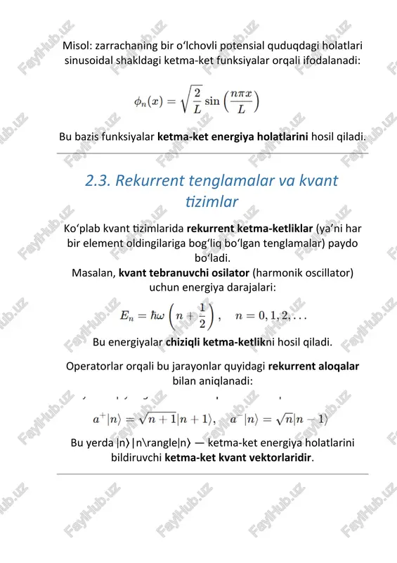 sonli ketma-ketliklarni kvant mexanikasidagi tatbiqlari - Page 4