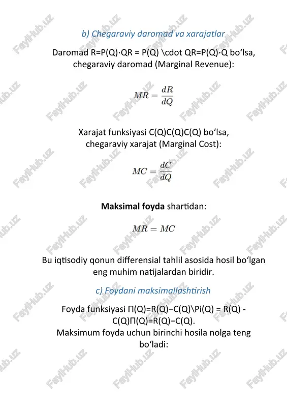 i. shu bois, har bir iqtisodchi uchun differensial hisob — nazariy bilimni amaliy tahlilga tatbiq etishning ajralmas asbobidir. image6.png image7.png image8.png image9.png image10.png image11.png image1.png image2.png image3.png image4.png image5.png