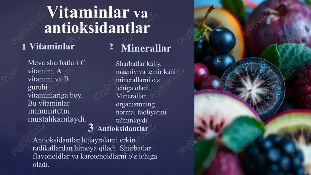 meva sharbatlarining ozuqa qiymati va sifat talablari - Page 4