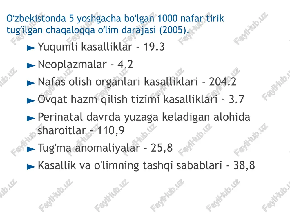r ham hosil bo'ladi, ammo buyrak funktsiyasi omon qolish uchun yetarli. bosh miya erta tug'ilgan chaqaloqda miya ham to'liq rivojlanmaydi. sirt nisbatan silliq bo'lib, kattalar miya yarim sharlarida joylashgan konvolyutsiyalarga ega emas. medulla yumshoq, jelatinli va oson jarohatlangan. nerv tolalarining miyelinatsiyasi yomon rivojlangan. gomeostaz mukammal emas va erta tug'ilgan chaqaloq doimiy normal harorat darajasini saqlab turishda qiyinchiliklarga duch keladi va zaif vazomotor nazoratga ega, tartibsiz nafas oladi, mushaklar kuchsizligi va ozgina terlash. anensefaliya kamchilik tufayli paydo bo'ladi asabning oldingi uchining rivojlanishi naychalar va shakllanish buzilishlari bosh suyagi ombori. bundaylarning chastotasi nuqson 1000 ga 1-5 ta yangi tug'ilgan chaqaloqlar. miyelomeningotsele minimal nuqsonning mavjudligi teri bilan qoplangan nerv naychasi ular spina bifida (split umurtqa pog'onasi). ushbu anomaliyaning sababi kam rivojlanganligi bilan bog'liq umurtqali jismlarning orqa yoylari. ochiq nuqsonlarning etarli bo'lmagan shakllari teri bilan qoplangan meningotselni o'z ichiga oladi (orqa miya churrasi, churra qopchasida meningesga ega), miyelomeningotsel (bu erda ham mavjud orqa miya …