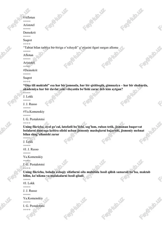 == rekreativ ==== #relaksatsiya ++++ bir nikohlilik ma`nosini anglatadigan so`z ==== patriarxal ==== asotsiyal ==== nuklear ==== #monogam ++++ juftlikka asoslangan oila ==== patriarxal ==== asotsiyal ==== #nuklear ==== monogam ++++ bu kabi oilalarda oila boshlig`i erkak kishi bo`lib, oilaviy munosobatlar uning etakcniligi asosida tashkil etiladi ==== #patriarxal-avtoritar ==== antisotsiyal-asotsiyal ==== #nuklear-demokratik ==== aralash ++++ bu kabi oilalarda oila boshligi sifatida alohida shaxs (erkak yoki ayol) alohida mavqega ega emas, munosabatlar er va hotinning birgalikdagi, hamkorlikdagi harakatlariga asoslanadi ==== patriarxal-avtoritar ==== antisotsiyal-asotsiyal ==== #nuklear-demokratik ==== aralash ++++ bu oila kabilar er, xotin va farzandlardangina emas, shu bilan birga buva, buvi, aka-uka va opa-singillardan iborat bo'lib, oilaviy munosabatlar katta yoshli kishilar, ko`proq, buva, buvilar, bazan esa erning etakchiligi asosida tashkil etiladi. ==== patriarxal-avtoritar ==== antisotsiyal-asotsiyal ==== nuklear-demokratik ==== #aralash ++++ to`liq va noto`liq oila qaysi oila turiga tegishli ==== oila a’zolari o’rtasidagi munosabatlarning xarakteriga ko’ra ==== ijtimoiy nuqtai nazardan ==== oila …