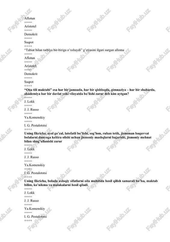 + bir nikohlilik ma`nosini anglatadigan so`z ==== patriarxal ==== asotsiyal ==== nuklear ==== monogam ++++ juftlikka asoslangan oila ==== patriarxal ==== asotsiyal ==== nuklear ==== monogam ++++ bu kabi oilalarda oila boshlig`i erkak kishi bo`lib, oilaviy munosobatlar uning etakcniligi asosida tashkil etiladi ==== patriarxal-avtoritar ==== antisotsiyal-asotsiyal ==== nuklear-demokratik ==== aralash ++++ bu kabi oilalarda oila boshligi sifatida alohida shaxs (erkak yoki ayol) alohida mavqega ega emas, munosabatlar er va hotinning birgalikdagi, hamkorlikdagi harakatlariga asoslanadi ==== patriarxal-avtoritar ==== antisotsiyal-asotsiyal ==== nuklear-demokratik ==== aralash ++++ bu oila kabilar er, xotin va farzandlardangina emas, shu bilan birga buva, buvi, aka-uka va opa-singillardan iborat bo'lib, oilaviy munosabatlar katta yoshli kishilar, ko`proq, buva, buvilar, bazan esa erning etakchiligi asosida tashkil etiladi. ==== patriarxal-avtoritar ==== antisotsiyal-asotsiyal ==== nuklear-demokratik ==== aralash ++++ to`liq va noto`liq oila qaysi oila turiga tegishli ==== oila a’zolari o’rtasidagi munosabatlarning xarakteriga ko’ra ==== ijtimoiy nuqtai nazardan ==== oila muhitda yashovchi sub’ektlarga ko’ra …