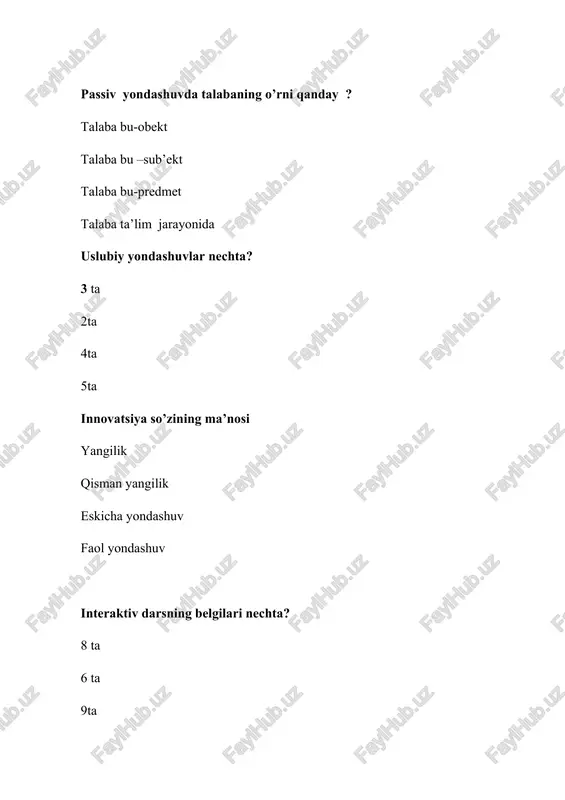 ikatsiyalanuvchi metodlar qaysi javobda to‘g‘ri ko‘rsatilgan? izohli-ilyustrativ metod, reproduktiv metod, bilimlarni muammoli bayon etish metodi, qisman, tadqiqot metodlari. izohli-ilyustrativ metod, reproduktiv metod bilimlarni muammoli bayon etish metodi qisman, tadqiqot metodlari o‘quv fan dasturi bu.. ta’lim mazmuni, uning talabalar tomonidan o‘zlashtirilishining eng maqbul usullari, axborot manbalari ko‘rsatilgan normativ hujjatdir. fan asoslarini mukammal o‘zlashtirishga qaratilgan hamda turdosh ta’lim yo‘nalishlarida foydalanish imkoniyatlari hisobga olingan nashr. o‘quv fanlari va kurslarining tarkibi, ularni o‘rganishning izchilligi va soatlardagi hajmini belgilaydigan hujjat hisoblanadi. bo‘lajak mutaxassisning kasbiy faoliyatidagi ahamiyati haqidagi ma’lumotlar, fanga tegishgi soha yoki ishlab chiqarishning zamonaviy taraqqiyoti. pisa xalqaro baholash dasturi qaysi fanlardan o'tkaziladi? o'qish, matematika, tabiiy fanlardan chizmachilik, matematik ona tili, jismoniy tarbiya tasviriy san'at pirls so'zi qaysi tıldan olingan? ingliz nemis yunon lotin darslik nima? dts, o‘quv dasturi, uslubiyati va didaktik talablari asosida belgilangan, muayyan o‘quv fanining mavzulari to‘liq yoritilgan,nashr. oliy ta’limning muayyan bakalavriat ta’lim yo‘nalishi yoki magistratura mutaxassisligi bo‘yicha o‘quv faoliyati turlari sog‘lom …