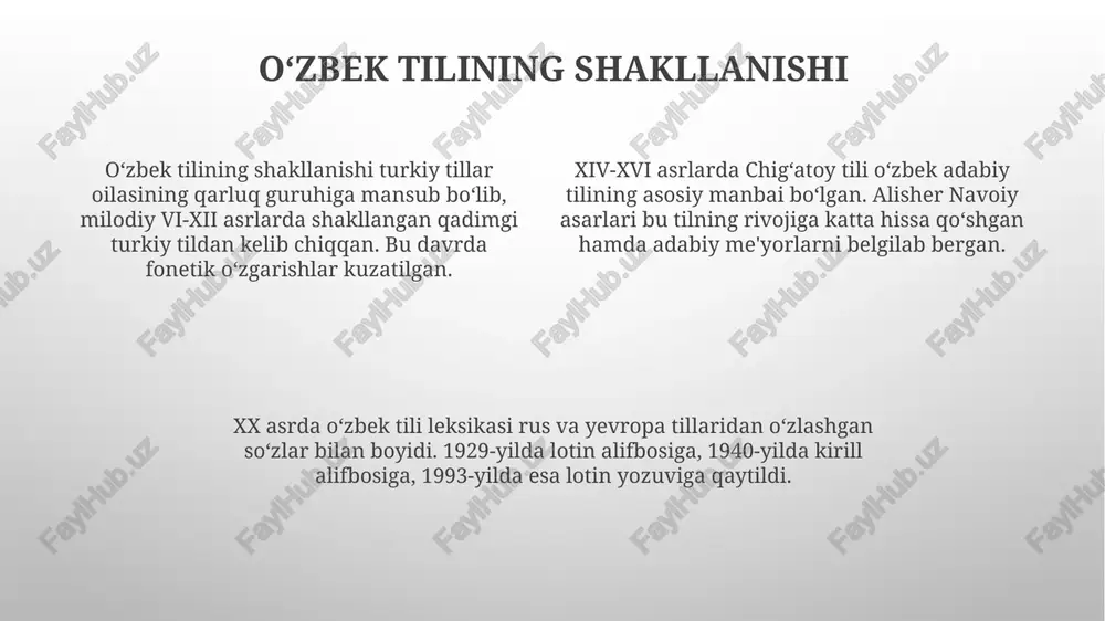 o'zbek tilining tarixi, shakllanishi va rivojlanish bosqichlari - Page 4