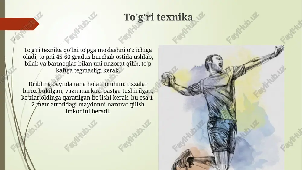 tez qaror qabul qilishga yordam beradi. to'pni 2-3 marta urib, keyin boshni ko'tarish texnikasi orqali maydonni tez ko'rib chiqish va vaziyatni baholash mumkin, bu esa samarali hujum strategiyasini yaratishga yordam beradi. e'tiboringiz uchun rahmat image2.jpg image3.jpg image4.jpg image5.jpg image6.jpg image7.jpg image8.jpg image9.jpg image10.jpg image11.jpg image12.jpg image13.jpg image14.jpg image15.jpg image16.jpg
