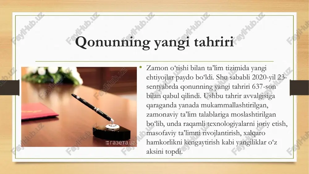 o'zbekiston respublikasining talim togrisidagi qonuni taqdimoti - Page 4