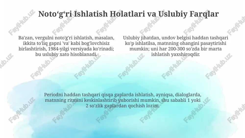 nuqta, vergul, undov belgisi: asosiy qoidalar va misollar - Page 4