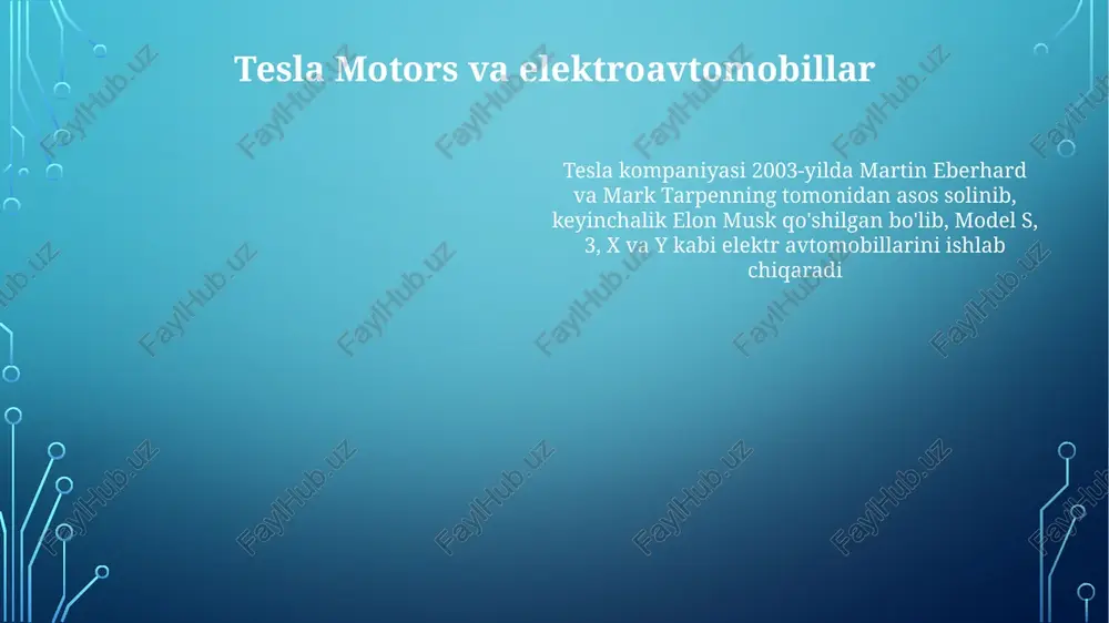 lobal bozorlarda avtonom haydashni joriy etish, butun dunyo bo'yicha 40 000 supercharger quvvatlash infratuzilmasini kengaytirish. spacex: 2050-yilga marsni kolonizatsiya qilish, starship ishlab chiqarish (boca chica, texas), global internet uchun 1000+ starlink sun'iy yo'ldoshi, 2024-yilga 1 milliondan ortiq obunachiga ega bo'lish, 42000 sun'iy yo'ldoshgacha kengaytirish. neuralink: 2024-yilda klinik sinovlari boshlanuvchi, 2027-yilda fda tasdig'ini olishni maqsad qilgan, altsgeymer va parkinson kasalliklari kabi nevrologik kasalliklarni davolashga va 1000 dan ortiq elektrod yordamida inson kognitiv qobiliyatini yaxshilashga qaratilgan inson miyasi-mashina interfeysi texnologiyasi. starlink va sun'iy yo'ldosh interneti global miqyosda sun'iy yo'ldoshlarni uchirishdagi tartibga solish to'siqlari, foydalanuvchi terminallari uchun katta boshlang'ich xarajatlar ($500+), va aqsh va kanada kabi ko'plab mamlakatlarda yirik sun'iy yo'ldosh guruhlari tufayli yuzaga keladigan yorug'lik ifloslanishi xavfi muammolar qatoriga kiradi. starlink orqali sun'iy yo'ldosh interneti yer usti infratuzilmasi yetarli bo'lmagan hududlar uchun yechim taklif etadi; dunyo bo'yicha taxminan 500 000 faol foydalanuvchisi bor, lekin kechikish 20-40 ms ga yetishi mumkin. musk 100 …