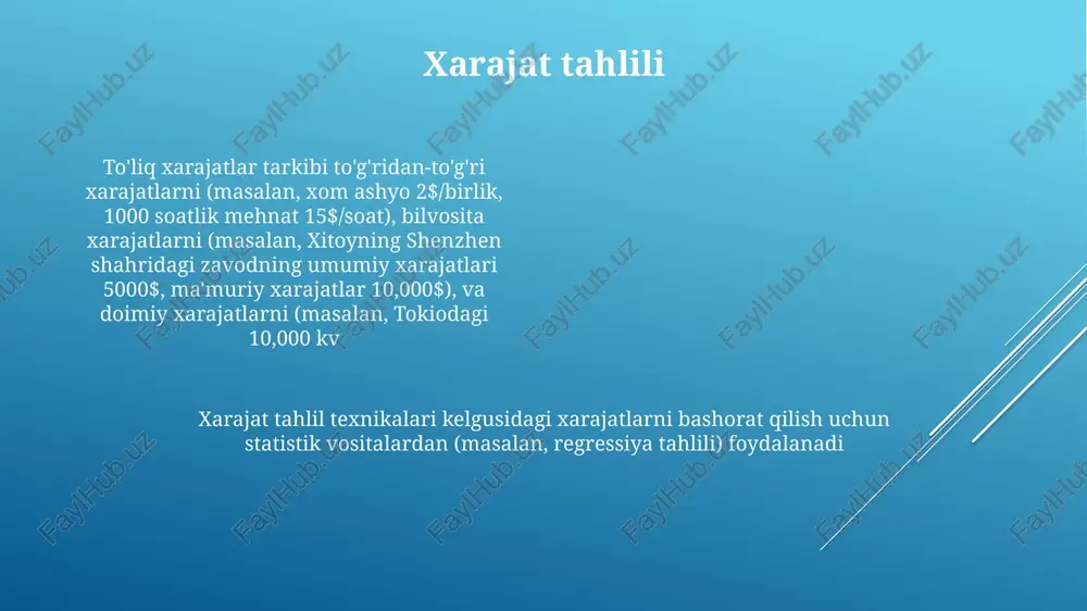 i sifatli mahsulotlar va eksklyuziv brendlash orqali yuqori narxlarni ($10,000+ rolex soati; $1000+ yuqori darajadagi iphone) oqlaydi bozor raqobati bulut hisoblash bozoridagi raqobat juda keskin sotish prognozlari 2024-yil 3-choragʻi uchun sotuv prognozlari 2023-yil 3-choragʻiga nisbatan 15% daromad oʻsishini koʻrsatmoqda. bunga shimoliy amerika bozori (xususan, yangi angliya mintaqasi)dagi yuqori savdo va x mahsulot liniyasiga talabning oshishi (12000 dona) sabab boʻladi 2018-2023-yilgi sotuv ma'lumotlari va hozirgi bozor tendentsiyalariga ko'ra, prognoz yevropa bozorida (asosan germaniya va fransiyada) 10% o'sishni, osiyo-tinch okeani mintaqasida esa raqobat kuchayishi tufayli 5% pasayishni ko'rsatmoqda prognoz aqsh va kanadadagi 50ta chakana savdo nuqtasi va 20ta onlayn maydonchadan olingan sotuv ma'lumotlarini o'z ichiga olgan 10ta mintaqaviy sotuv menejerining ma'lumotlariga asoslanadi. mavsumiylik va mumkin bo'lgan iqtisodiy tebranishlarni hisobga olgan holda 3% xatolik chegarasi kutilmoqda e'tiboringiz uchun rahmat @taqdimot_robot