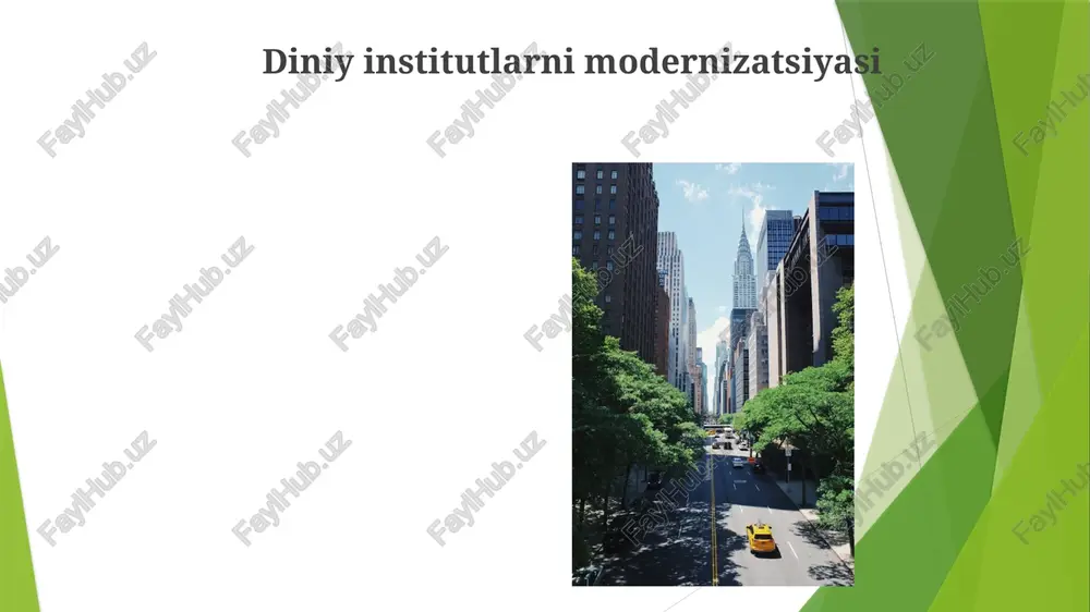 ylarida dini hayotda ayollarning roli ayollar xayriya ishlariga jalb qilinishi 45% ga oshdi (2020-2023), ayniqsa, qishloq joylarda (xorazm, qoraqalpogʻiston), ayollar va bolalar ta'limi va sogʻligʻiga qaratilgan; yosh avlod (25-40 yosh) orasida ayollar faolligini diniy asoslash kuchaymoqda. ayollar buxoro va farg'ona vodiysida 20 dan ortiq norasmiy namoz guruhlarini tashkil etib, jamoat hayotini o'zgartirmoqda; bu davlat tomonidan qo'llab-quvvatlanadigan diniy muassasalar patriarxal tuzumiga qarama-qarshi keladi; ayollar orasida sufiylikka qiziqish yiliga 10% ga o'smoqda. e'tiboringiz uchun rahmat @taqdimot_robot image1.jpg image2.jpg image3.jpg image4.jpg image5.jpg image6.jpg image7.jpg image8.jpg image9.jpg image10.jpg image11.jpg image12.jpg image13.jpg image14.jpg image15.jpg image16.jpg image17.jpg