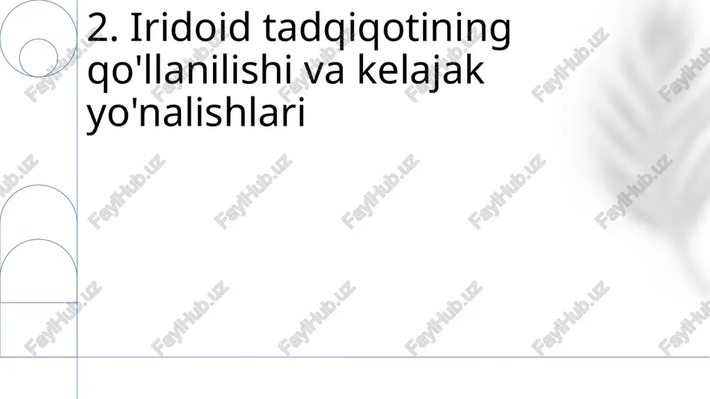it-rezonans spektroskopiyasi ( 1 h, 13 c), mass-spektrometriya (esi-ms, lc-ms). birikmalarni aniqlash va spektral ma'lumotlar uchun ma'lumotlar bazalari (masalan, pubchem, chemspider) 9. iridoidlarga kirish e'tiboringiz uchun rahmat @taqdimot_robot image1.png image2.png image3.png image4.png image5.png image6.png image7.png image8.png image9.png image10.png