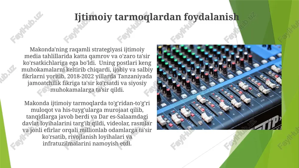 . ta'siri shahar markazlari (dar es salaam, mwanza, zanzibar) va qishloq joylariga yetib bordi makonda turli vositalar, jumladan televideniye murojaatlari, radio eshittirishlari (clouds fm, radio free africa) va ijtimoiy tarmoqlar (facebook, twitter) orqali chiqishlar qildi. to'g'ridan-to'g'ri murojaat va qat'iy fikrlari bilan ajralib turgan uslubi tanzaniya va xalqaro miqyosda ham qo'llab-quvvatlash va tanqidlarga sabab bo'ldi jamoatchilik fikri va munosabati mako'ndan kelgan achchiq gap-so'zlar, dalillar yetishmasligi va adolatli jarayonning e'tiborsiz qoldirilishi tufayli yuzaga kelgan salbiy jamoatchilik fikri shinyanga va mwanza shu jumladan tanzaniyaning ko'plab hududlarida albinolarga qarshi keng tarqalgan qo'rquv va hujumlarga olib keldi. hukumatning javobi yetarli emas deb topildi. bbc va cnn kabi xalqaro axborot vositalarining kuchaytirgan ijtimoiy tarmoqlardagi noroziliklar tanzaniya hukumatini inqirozga qisman e'tibor qaratishga majbur qildi. biroq, uzoq muddatli ta'sir albinolar jamoalari orasida qo'rquvning davom etishi va jinoyatchilarning jazolanmaganligi hisoblanadi. media strategiyasi va taktikasi ijtimoiy media monitoringi (musbat fikr 70%, salbiy fikr 20%), veb-sayt analitikasi (oylik o'rtacha 50 000 …