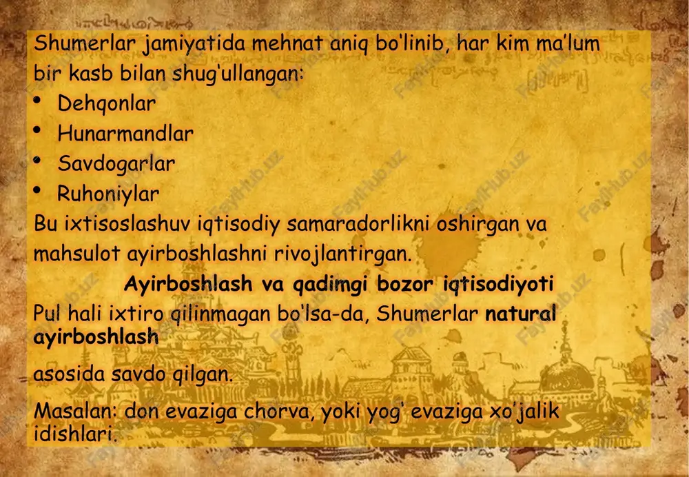 noh hisoblanadi. bunday ibratli tasdiqlash bugungi avlodlarni ham tabiatga, atrof-muhitga aslo vahshiyona munosabatda bo‘lmaslikka chorlaydi. kitobda ijtimoiy-iqtisodiy muammolar aks ettirilgan holda shunday deyiladi: «yomon ovqatlangan xalq na yaxshi, na kuchli va na sog’lom baquvvat bolalarga ega boladi. yomon ovqatlanishdan odob-axloq ham aynib ketadi. «artxashastra» ta’limoti qadimgi hindiston xo‘jaligi, ijtimoiy tuzumi va iqtisodiy fikrlarini o‘rganishning asosiy manbayi «artxashastra» asari hisoblanadi (m.av. iv asr oxiri). uni podsho chandraguptaning maslahatchisi kautilya yozgan, deb taxmin qilinadi. bu mashhur asar 15 kitobdan iborat bo‘lib, «artxa» so‘zi — foyda, moddiy manfaat, «shastra» - ilm, ilmiy asar ma’nosini bildiradi. «artxashastra» «artxashastra»dagi manbalarga ko’ra podsho to‘rtta «ilmni» bilishi zarurligi to‘g‘risida fikr yuritiladi. ulardan biri iqtisodiyot hisoblanadi. «iqtisodiyot» dehqonchilik, chorvachilik va savdo sifatida ko‘riladi. mamlakatda qishloq xo‘jaligi, eng avvalo, dehqonchilik asosiy soha hisoblangan. qadimgi gretsiyadagi iqtisodiy fikrlar qadimgi yunonistonda ham iqtisodiy fikrlar yanada rivojlantirildi. ksenofont, platon, aristotel asarlarida iqtisodiy muammolar maxsus tadqiqot obyektiga aylandi. ksenofont (m.av. 430–355) asarlarida yaqqol …