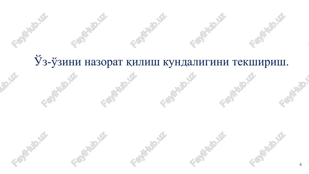 buzilishi xushdan ketish muvozanatni yo'qotish koma 24 engil gipoglikemiyaning davosi: • 2 non birligi miqdorida (xe) engil o'zlashtiriluvchi (oddiy ) uglevodlarni qabul qilish: dekstroza 6 tabletka qand 4-5 dona yoki 2 osh qoshiq shakar asal 2 osh qoshiq sharbat 1 stakan 1 non birligi(xe) qondagi qandni 1,8-2,2 mmol/l ga oshiradi 2 non birligi(xe) 3,6-4,4 mmol/l ga oshiradi • 1 non birligi miqdorida (xe) engil o'zlashtiriluvchi (oddiy ) uglevodlar (dekstroza 3tab.)+ 1 non birligi miqdorida (xe) murakkab uglevod(non) qabul qilish mumkin • gipoglikemiyada mumkin emas: shokolad, sut, muzqaymoq 25 26 engil gipoglikemiya davosi 27 engil gipoglikemiya davosi 28 29 og'ir gipoglikemiyaning davosi 30 «soxta» gipoglikemiya • «soxta» gipoglikemiya – gipoglikemiya simptomlari qonda qand miqdorining oshishida va norma xolatida xam kuzatilishi • ba'zilar xisoblashicha, xaqiqiy past qand ko'rsatkichini qayd etish o'tkazilib yuboriladi • doimiy glyukoza monitoringi orkali qondagi qand miqdorini tushishini nazorat qilish va gipoglikemiya simptomlarini paydo bo'lishida asosiy axamiyatga ega. • …