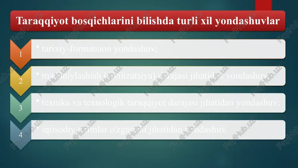 diy tizimni tashkil qiladi. 16 iqtisodiy tizim turlari an'anaviy iqtisodiyot uzoq davrlar mobaynida an'anaviy tarzda amal qilib keluvchi urf-odatlar, tartiblar, udumlar asosida yuritiluvchi iqtisodiy tizim ma'muriy- buyruqbozlik iqtisodiyoti barcha moddiy resurslarga ijtimoiy (dav-lat) mulkchi-ligining hukm-ronligi, xo’jalik yuritishga oid barcha muhim qaror larning markazlashti rilgan tartibda ma'muriy organlar tomonidan qabul qilinishiga asoslanuvchi iqtisodiy tizim bozor iqtisodiyoti tovar-pul munosabatlari, raqobat, iqtisodiy faoliyat yuritishda erkin-lik va bozor mexanizimlariga asoslan-gan holda yuritiluvchi iqtisodiy tizim aralash iqtisodiyot iqtisodiy faoliyatni tashkil etish va boshqa- rishda bozor mexanizimi tamoyil va qonunlarini ma'muriy tartiblash usullari obilan qilona tartibda uyg'unlashtirib foydalanish-ga asoslangan iqtisodiy tizim iqtisodiy tizimning asosiy elementlari ishlab chiqarish vositalari bu tovarlar va xizmatlarni ishlab chiqarish uchun ishlatiladigan barcha narsalar, masalan, zavodlar, mashinalar, xom ashyo va boshqalarni o'z ichiga oladi. mehnat resurslari bu ishlab chiqarish jarayonida ishtirok etadigan odamlarning jismoniy va aqliy qobiliyatlarini o'z ichiga oladi. kapital bu ishlab chiqarish vositalarini yaratish va modernizatsiya qilish uchun ishlatiladigan pul …
