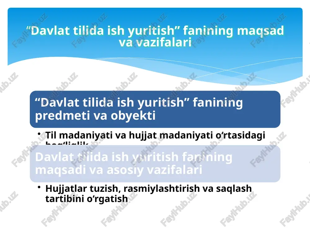 anish tizimida davlat tili qo‘llanilishi mutaxassisning kasbiy madaniyatida davlat tili roli katta, chunki bu til orqali professional aloqalar shakllanadi va bilim uzatiladi. mutaxassis davlat tilida ish yuritsa, uning kasbiy darajasi oshadi, masalan, shifokorlar yoki muhandislar o'zbek tilida hisobot yozsa, ular milliy muhitda samarali ishlaydi. chuqur tahlil shuni ko'rsatadiki, davlat tili kasbiy madaniyatni shakllantiradi, chunki til orqali terminlar va konseptlar o'rganiladi. masalan, huquqshunoslar qonunlarni o'zbek tilida tushunsa, ularning ish samarasi oshadi. mutaxassisning kasbiy madaniyatida davlat tili roli davlat tilida ish yuritishning amaliy ahamiyati ko'p qirrali bo'lib, u boshqaruv samaradorligidan tortib, mutaxassislar madaniyatigacha ta'sir qiladi. hujjat aylanishining samaradorligi, elektron tizimlarda til qo'llanilishi, imlo va uslubga rioya etish hamda davlat tilining kasbiy rolining chuqur tahlili shuni ko'rsatadiki, bu jarayon milliy rivojlanishning kaliti hisoblanadi. kelajakda bu amaliyotni yanada rivojlantirish orqali jamiyat hamjihatligi va iqtisodiy o'sish ta'minlanadi. xulosa o‘zbekiston respublikasi konstitutsiyasi (2023-yil tahriri) https://lex.uz/docs/20596 “davlat tili to‘g‘risida”gi qonun (1989-yil 21-oktabr, yangi tahriri 2019-yil 21-oktabr) https://lex.uz/docs/36057 …