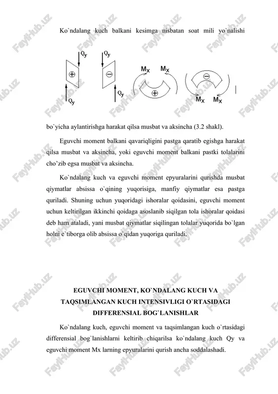 . 3. jamlangan kuch qo`yilgan nuqta ostida qy epyurasida shu kuch moduliga teng sakrash yuz beradi, mx epyurasida esa sinish yuz beradi. 4. juft kuch m qo`yilgan nuqta ostida qy epyurasi o`zgarmaydi, mx epyurasida esa shu momentga teng sakrash yuz beradi. foydalanilgan adabiyotlar 1. x.x. usmonxo`jaev «mashina va mexanizmlar nazariyasi», toshkent 1970 yil. – 576 bet 2. r.rustamxo`jaev «mashina va mexanizmlar nazariyasi» dan masala hamda misollar to`plami, toshkent, 1987 yil. – 246 bet. 3.s.a.yo`ldoshbekov «mashina va mexanizmlar nazariyasi» dan masala hamda misollar to`plami, toshkent, 1988 yil. – 158 bet. 4.i.i. artobolevskiy «teoriya mexanizmov i mashin», moskva, 1988 god. – 640 stranitsa. 5.k.m.mansurov «materiallar qarshiligi kursi», toshkent, 1983 yil. – 504 bet. 6.m.s.movnin va boshqalar «texnikaviy mexanika asoslari» toshkent 1983 yil. – 450 bet. 7.a.v. darkov, g.s. shpiro «soprotivlenie materialov», moskva 1989 god. – 624 stranitsa. 8.a.m. mixaylov «soprotivlenie materialov», moskva 1989 god. – 352 stranitsa. 9.g.b. iosileevich i dr. «prikladnaya …
