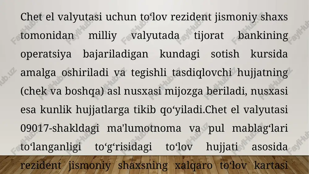 o‘lsa emitent bank tomonidan muomaladan chiqarilgan bo‘lsa valyuta ayirboshlash shoxobchasini yopish to‘g‘risida tijorat banki rahbari tomonidan buyruq chiqariladi va buyruq nusxasi u chiqarilgan kundan e'tiboran 3 ish kuni ichida guvohnomaning asl nusxasi bilan birga markaziy bankning tegishli bosh boshqarmaga kuzatuv xatiga ilova qilingan holda yuboriladi. bosh boshqarma tomonidan tijorat banki rahbarining valyuta ayirboshlash shoxobchasini yopish to‘g‘risidagi buyrug‘iga asosan, valyuta ayirboshlash shoxobchasini ro‘yxatga olish jurnaliga tegishli yozuv kiritilad image1.jpg /docprops/thumbnail.jpeg