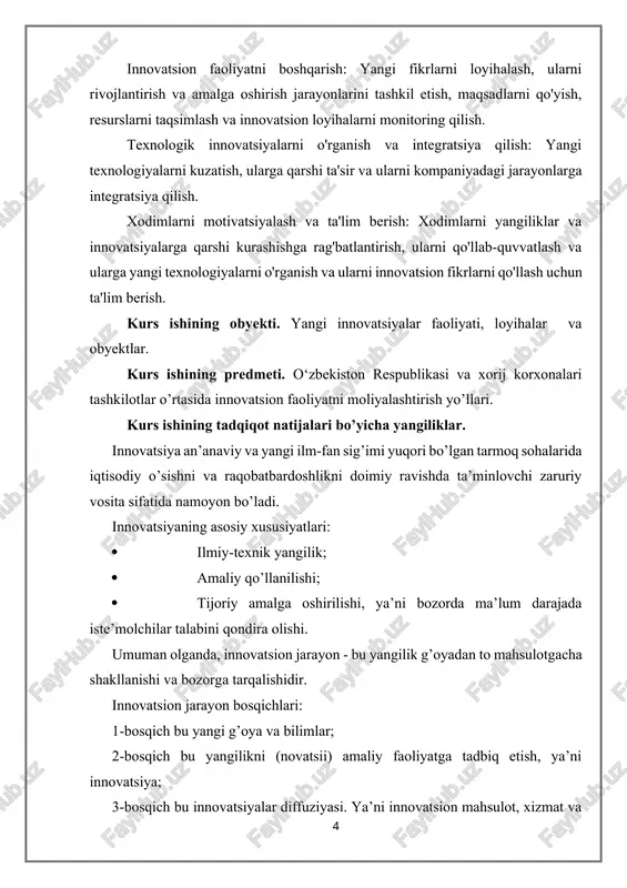 ajratiladi – to‘g‘ridan-to‘g‘ri va bilvosita. birinchisi bevosita to‘g‘ridan-to‘g‘ri manbalardan, ikkinchisi – bilvosita manbalardan iborat. moliyalashtirishning to‘g‘ridan-to‘g‘ri manbalariga quyidagilar kiradi: · byudjet mablag‘lar; · byudjetdan tashqari fondlar; · korxona (birlashma) larning shaxsiy mablag‘lari; · kreditlar; · innovatsion investitsiyalar; · maxsus fondlar; · yuqori texnologiyali yangiliklarni ishlab chiquvchi venchur tashkilotlar uchun innovatsion xorijiy kreditlar; · grantlar. bu yerga boshqa manbalarni ham kiritsa bo‘ladi (masalan, sug‘urta fondlari, kelajakdagi venchur fondlar, maqsadli xayriya tushumlari va h.k.). moliyaviy qo‘llab-quvvatlashning bilvosita manbalariga quyidagilar kiradi: · soliq imtiyozlari va chegirmalar; · soliq kreditlari; · kredit imtiyozlari, ya’ni korxonalarga – innovatsion ishlanmalarning potensial iste’molchilariga kreditlar taqdim etish; · shartnoma (konkret munosabatlar) va majburiyatlar bajarilmaganligi uchun moliyaviy sanksiyalar; · maxsus ilmiy jihoz va stendlar lizingi; · bojxona imtiyozlari; · amortizatsion imtiyozlar; · ilmiy-texnik mahsulotga ilmiy asoslangan narx belgilash. bilvosita manbalarga, shuningdek, xalqaro ilmiy-texnik hamkorlikda davlat proteksiyasi, novatorlarning (shu jumladan, tashabbuskor) innovatsion loyihalarini kompleksli federal va davlat ilmiy-texnik, innovatsion dasturlarga …