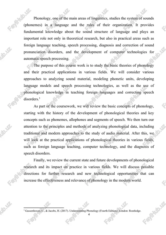 as of linguistics. phonology is closely interrelated with other branches of linguistics, such as morphology, syntax, semantics and pragmatics. studying the phonemic structure of a language helps to understand its grammatical features and semantic aspects. tasks and methods of phonological analysis. the main task of phonological analysis is to identify phonemic patterns and describe the system of sounds of a language. analysis methods include segmental and suprasegmental analysis, experimental and field studies, computer modeling, etc. introduction to phonology is the first step in diving into the fascinating world of studying the sound structure of language. understanding the basic concepts and principles of phonological analysis is an important foundation for further research in this area and its practical application. the history of the development of phonological theories is a fascinating journey through the history of linguistic thought, from its origins to the present day. here's a quick summary of the story: …