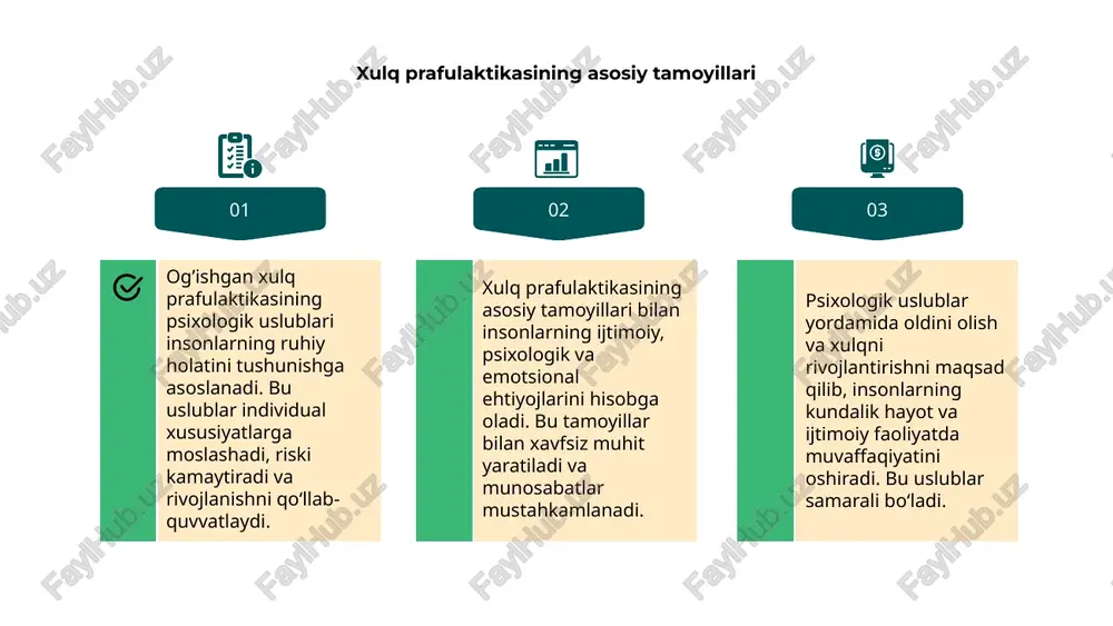 atni yaxshilashga yordam beradi. stressni kamaytirish texnikalari ichida nafas olish, meditasiya va ijobiy fikrlash muhim rol o’ynaydi. bu uslublar stressni nazorat qilishda samarali bo’ladi. har bir inson uchun mos uslubni tanlash muhim, shuningdek, muntazam amaliyot qilish stressni kamaytiradi va umumiy ruhiy holatni yaxshilaydi. o'z-ö'zini motivatsiya qilish usullari og’ishgan xulqni psixologik usullarda oldini olish uchun o'z-o'zini motivatsiya qilish muhimdir. bu usul shaxsning shaxsiy qoniqishini oshiradi va iloji boricha salbiy harakatlarni kamaytiradi. motivatsiya usullari shaxsning ichki kuchini kuchaytiradi, ijobiy fikrlashni rivojlantiradi va o'z-o'zini nazorat qilish qobiliyatini mustahkamlaydi. bu, uzluksiz o'sishga yordam beradi. xulqni psixologik uslublarda rivojlantirishda doimiy motivatsiya muhim ahamiyatga ega. o'z maqsadlariga yo'naltirilgan harakatlar orqali inson o'zgarishga hamda ijtimoiy hayotda muvaffaqiyatga erishadi. yaxshi kommunikatsiya o'rgatish 01. og’ishgan xulq psixologik uslublari yaxshi kommunikatsiya muhimligini ta’kidlaydi. bu uslublar yordamida insonlar o’rtasida samimiy va ishonchli muhit yaratiladi. yaxshi kommunikatsiya usullari orqali odamlar bilan oson va samarali muloqot qilish mumkin. bu esa psixologik uslublar bilan …