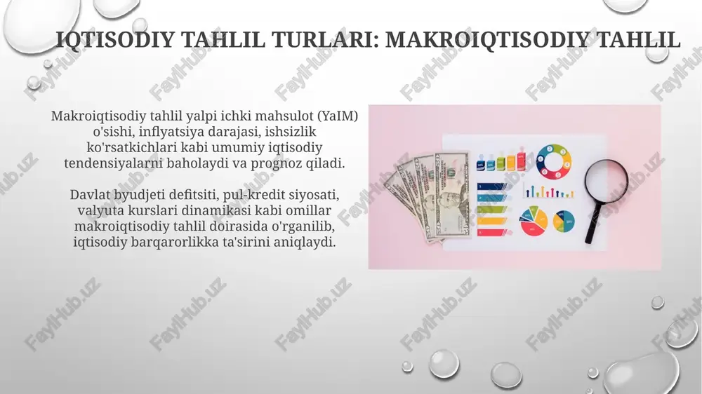 i baholash va tahlil qilish uchun asosiy axborot resursidir. dasturiy ta'minot va texnik resurslar iqtisodiy tahlilda dasturiy ta'minot resurslari, jumladan, eviews va stata kabi statistik paketlar, 1000 dan ortiq regression modelni avtomatlashtirishga yordam beradi. texnik resurslar, jumladan, 16 yadroli protsessorlar va 64 gb tezkor xotiraga ega serverlar, katta hajmdagi 100 millionlik ma'lumotlarni tezkor tahlil qilish imkonini beradi. moliyaviy resurslar moliyaviy resurslar kompaniyaning aktivlari, jumladan, naqd pul, qimmatli qog'ozlar va bankdagi depozitlar bo'lib, ular joriy xarajatlar va investitsiyalarni qoplash uchun ishlatiladi. kredit liniyalari, ssudalar va obligatsiyalar moliyaviy resurslarga kiradi, ular kapital qo'yilmalarni amalga oshirish yoki qisqa muddatli moliyaviy majburiyatlarni bajarish uchun qo'shimcha mablag'lar bilan ta'minlaydi. iqtisodiy tahlil natijalarini amaliyotga joriy etish iqtisodiy tahlil natijalarini amaliyotga joriy etish uchun, avvalo, aniq moliyaviy maqsadlar va kpi (asosiy ko'rsatkichlar) belgilash, shuningdek, risklarni baholash zarur. ishlab chiqarish xarajatlarini 15% ga kamaytirish va mahsulot sifatini 10% ga oshirishga qaratilgan tahlil natijalarini joriy etishda texnologik modernizatsiya muhim …