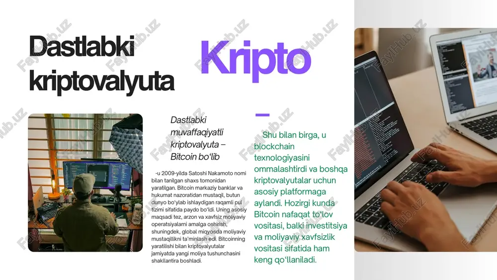 ‘lishi uchun davlat siyosati, huquqiy asoslar va texnologik xavfsizlik birgalikda rivojlantirilishi zarur. kriptovalyuta va elektron pul tizimlarining rivojlanish istiqbollari kelajakda kriptovalyuta va elektron pul tizimlari global moliya bozorining ajralmas qismiga aylanishi kutilmoqda. raqamli iqtisodiyot kengaygani sayin, davlatlar o‘z milliy raqamli valyutalarini (cbdc) joriy etishga kirishmoqda. bu jarayon xalqaro to‘lovlarni soddalashtirib, moliyaviy tizimning shaffofligini oshiradi. shuningdek, sun’iy intellekt, blokcheyn va “smart-kontrakt” texnologiyalari yordamida to‘lovlar yanada xavfsiz va avtomatik bo‘ladi. raqamli to‘lov infratuzilmasi rivojlanishi natijasida bank xizmatlariga kirish imkoniyati kengayadi, ayniqsa rivojlanayotgan davlatlarda moliyaviy inklyuziya darajasi oshadi. shu bilan birga, yangi texnologiyalarni tartibga solish, kiberxavfsizlikni mustahkamlash va foydalanuvchilarni himoya qilish istiqboldagi eng muhim vazifalardan biri bo‘lib qoladi. elektron pul tizimlarining iqtisodiy ahamiyati elektron pul tizimlari mamlakat iqtisodiyotida muhim o‘rin tutadi, chunki ular pul aylanishini tezlashtiradi va to‘lovlar samaradorligini oshiradi. raqamli to‘lov vositalari yordamida korxonalar va fuqarolar o‘z mablag‘larini tez, xavfsiz va qulay boshqara oladi. bu tizimlar naqd pulga bo‘lgan ehtiyojni kamaytirib, davlat …