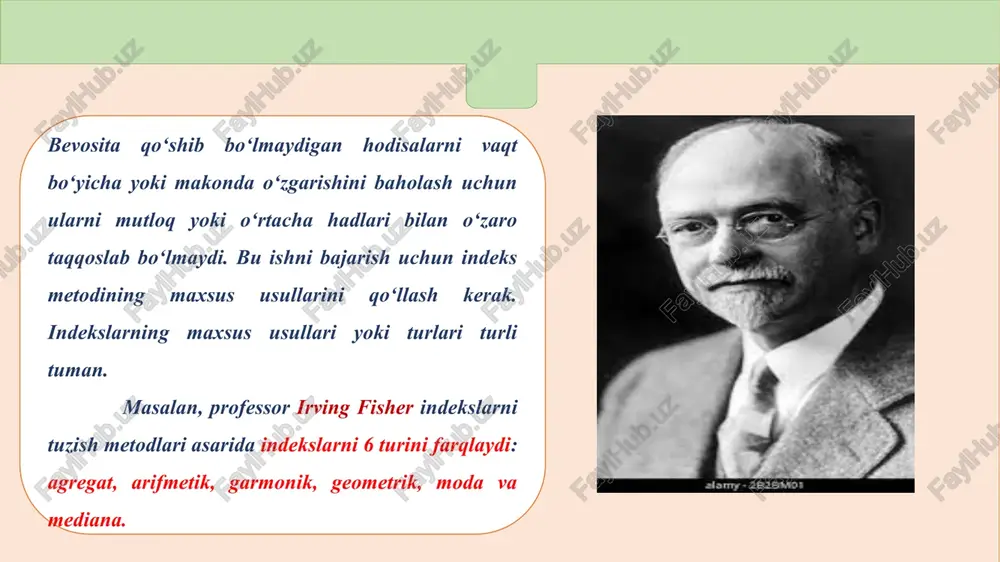 garishini indeksda ko‘rsatadi. mahsulot fizik hajmi (miqdori) indeksi aniq biror mahsulotning (xizmatning) joriy davrdagi miqdorini (q1) o‘tgan (bazis) davrdagi ishlab chiqarilgan miqdoriga (q0) bo‘lish bilan aniqlanib, ushbu davrda bu mahsulot ishlab chiqarish hajmi indeksda qanday o‘zgarganligini bildiradi. misol: sement zavodi joriy oyda 800 t mahsulot ishlab chiqardi. o‘tgan yili shu oyda zavod 600 tonna sement ishlab chiqargan edi. demak, mahsulot fizik hajmi yakka indeksi i=q1:q0=800:600=1,33. bu zavod joriy oyda o‘tgan davrga nisbatan sement ishlab chiqarish hajmini 33 foizga ko‘paytirganini bildiradi. 13 bahoning (narxning) yakka indeksi joriy davrda biror-bir mahsulot (tovar, xizmat) turining narxi o‘tgan davrga nisbatan qanday o‘zgarganligini bildiradi. shuning uchun ham biror mahsulot joriy davrdagi bahosini (p1) o‘tgan davrdagi bahosiga (p0) bo‘lib topiladi. misol: samarqand marmar bozorida 1 kg kartoshkaning narxi 2018 yil aprel oyida 2800 so‘m bo‘lsa, shu yil may oyiga kelib kartoshkaning narxi 2500 so‘m bo‘lgan. kartoshkaning narxi indeksi ip=p1:p0=2500:2800=0,893 ya’ni 1 kg kartoshkaning narxi ushbu davrda …