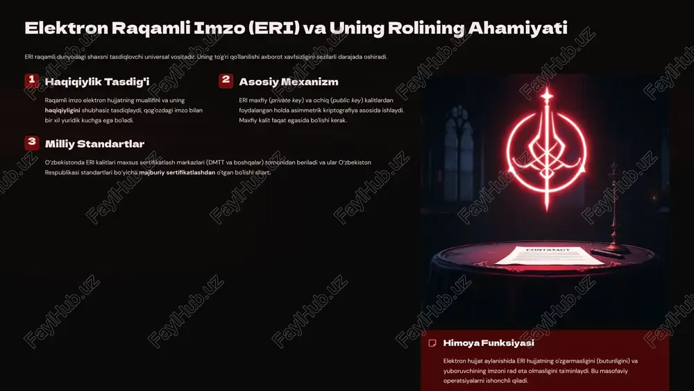iritmaslik. 7 tashkilotlarda axborot xavfsizligini boshqarish korxonalarda xavfsizlikni ta'minlash tizimli yondashuvni, siyosatlarni va doimiy monitoringni talab qiladi. boshqaruv xavfni minimal darajaga tushirishga qaratilgan bo'lishi kerak. xodimlar ta'limi xodimlarni muntazam o‘qitish va xavfsizlik madaniyatini shakllantirish eng muhim investitsiyadir. xodimlar eng katta zaiflik emas, balki himoya chizig'i bo'lishi kerak. kirish huquqlari nazorati prinsip: "eng kam imtiyoz" (least privilege). har bir xodimga o'z vazifasini bajarish uchun zarur bo'lgan minimal darajadagi kirish huquqini berish va ularni doimiy ravishda ko'rib chiqish. insidentlarga javob xavfsizlik insidentlarini tezkor aniqlash, tahlil qilish va bartaraf etish uchun aniq reja (incident response plan) tuzish va unga rioya qilish. doimiy tekshiruv tizimlarning zaif tomonlarini aniqlash va xavfsizlik siyosatlariga rioya etilishini ta'minlash uchun muntazam ravishda ichki va tashqi auditlar o'tkazish. misol: o‘zbekiston bank tizimidagi xavfsizlik boshqaruvi tajribasi shuni ko'rsatadiki, katta moliyaviy aktivlar himoyasi yuqori darajadagi malaka va uzluksiz texnologik yangilanishni talab qiladi. 8 zamonaviy texnologiyalar axborot xavfsizligi xizmatida texnologik rivojlanish yangi tahdidlar …